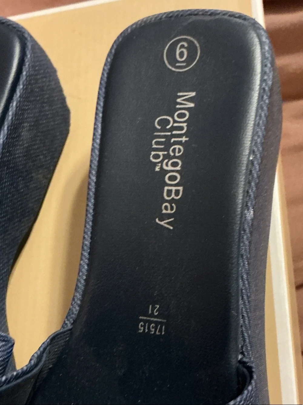 Montego Bay Club Dark Blue Platform Slide Wedges